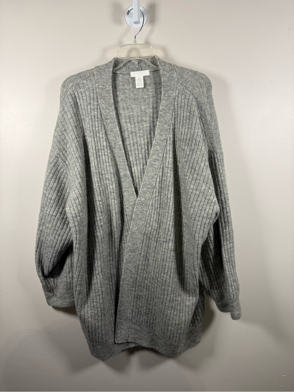 H&M Ribbed Open-Front Cardigan - Gray